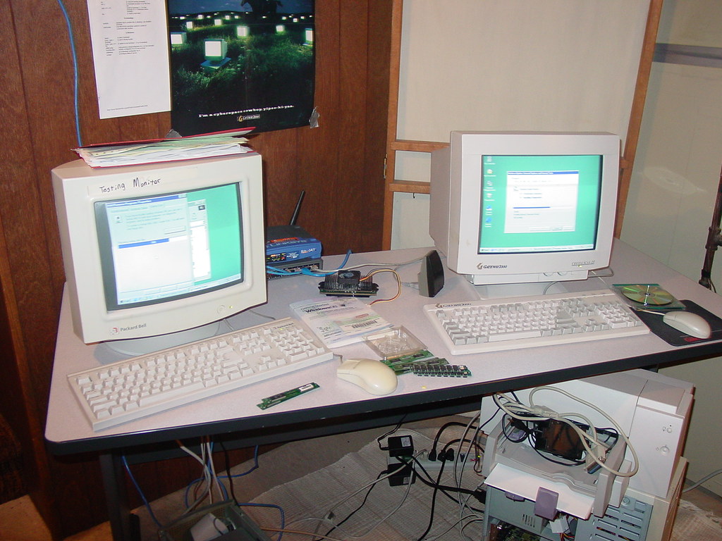 Old server hardware in a rack