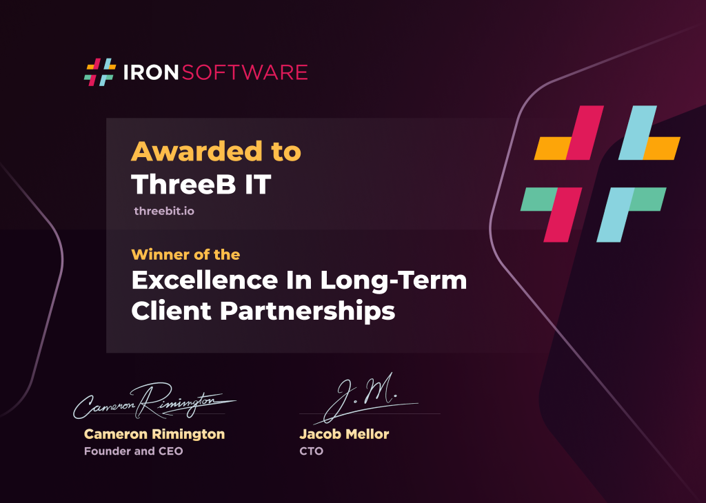 Iron Software ehrt ThreeB IT — Excellence In Long-Term Client Partnerships 2025