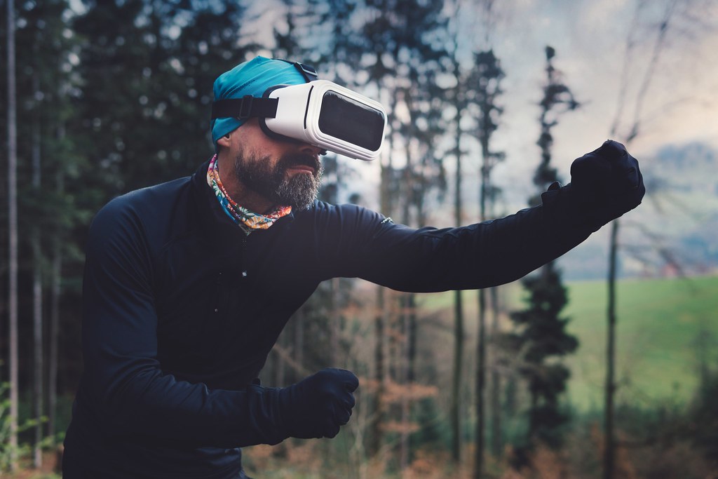 Person wearing a mixed-reality or Vo headset